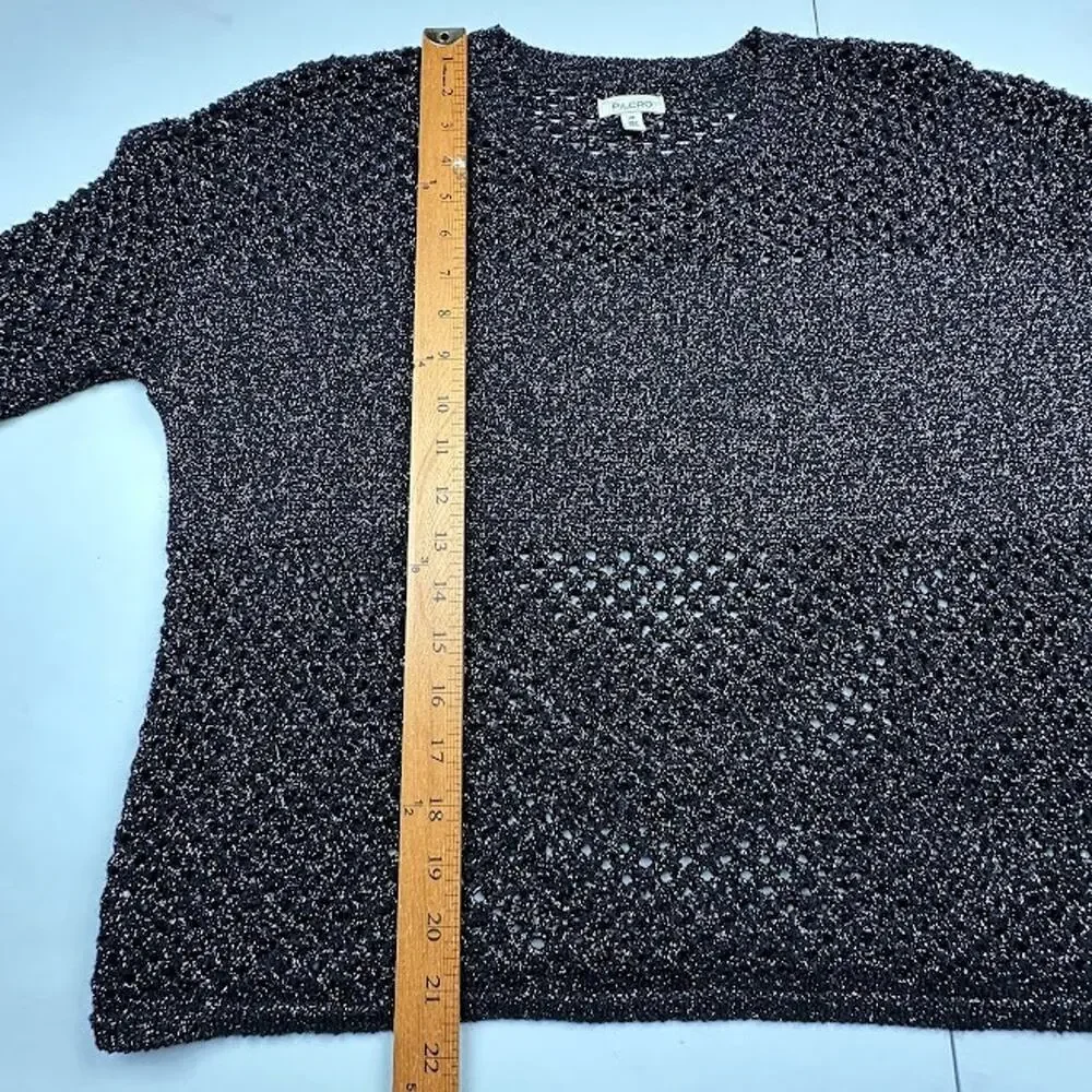 Anthropologie Pilcro Sweater Womens Extra Small Black Metallic Open Knit Party - Picture 11 of 12